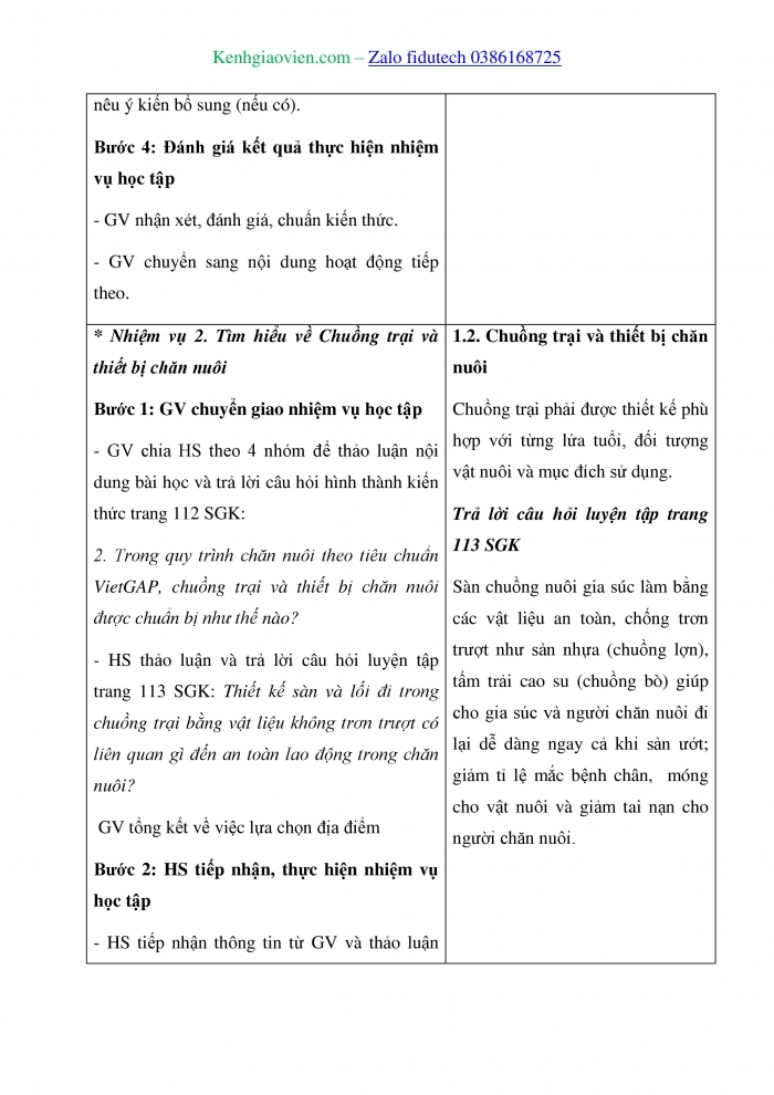 Giáo án và PPT Công nghệ chăn nuôi 11 cánh diều Bài 20: Quy trình chăn nuôi theo tiêu chuẩn VietGAP