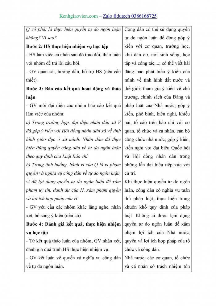 Giáo án và PPT Kinh tế pháp luật 11 cánh diều Bài 20: Quyền và nghĩa vụ công dân về tự do ngôn luận, báo chí và tiếp cận thông tin