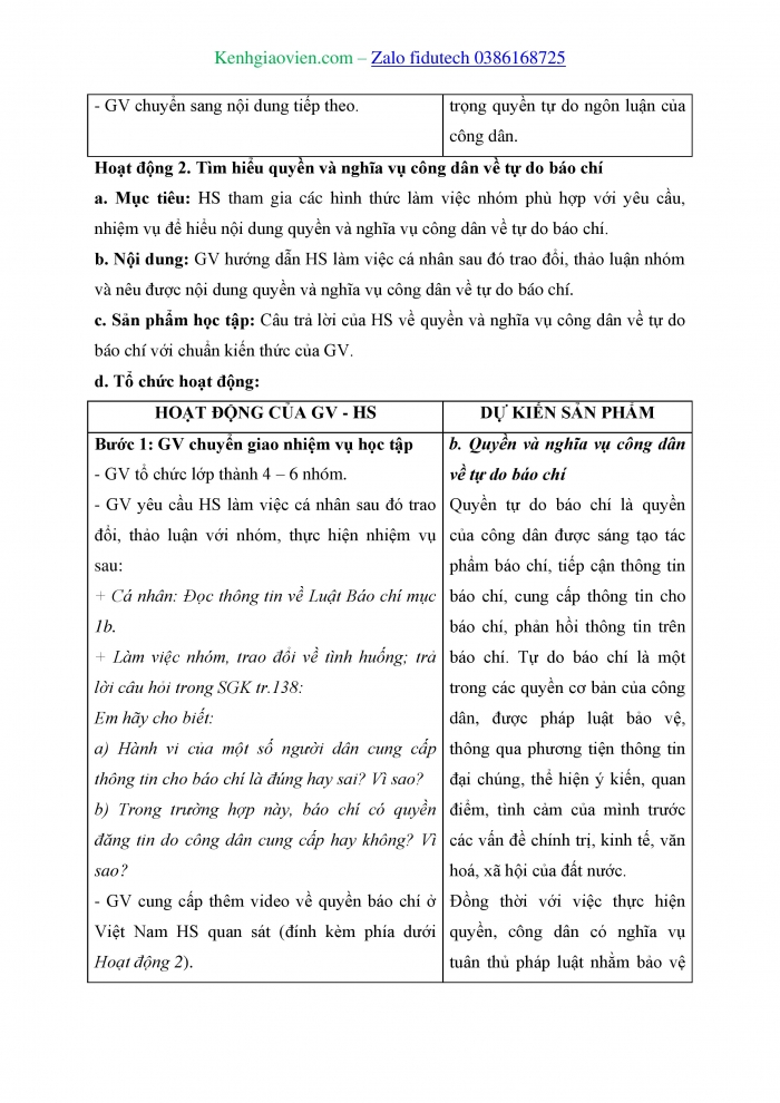 Giáo án và PPT Kinh tế pháp luật 11 cánh diều Bài 20: Quyền và nghĩa vụ công dân về tự do ngôn luận, báo chí và tiếp cận thông tin