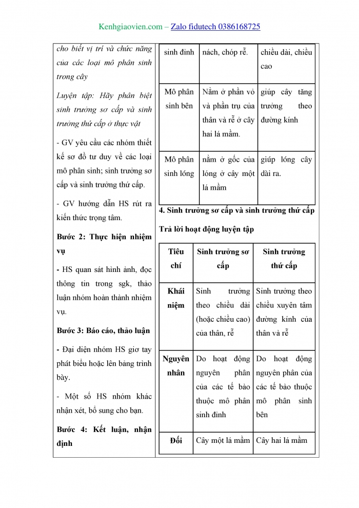 Giáo án và PPT Sinh học 11 chân trời Bài 20: Sinh trưởng và phát triển ở thực vật