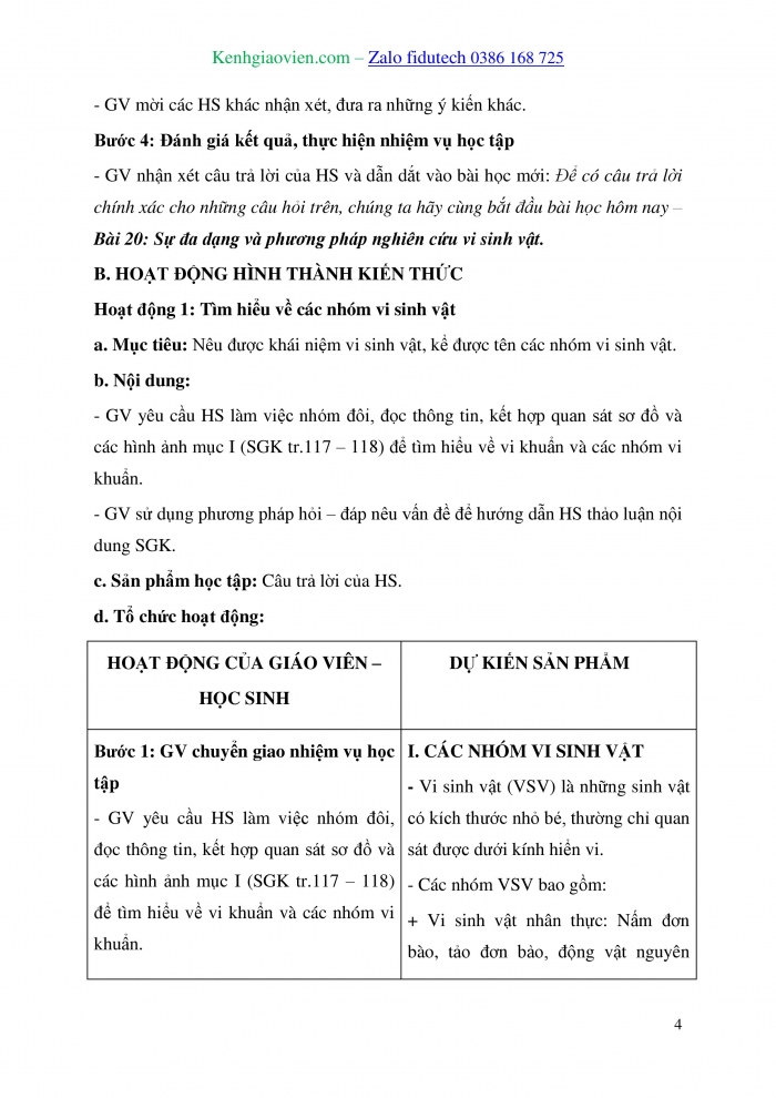 Giáo án và PPT Sinh học 10 kết nối Bài 20: Sự đa dạng và phương pháp nghiên cứu vi sinh vật