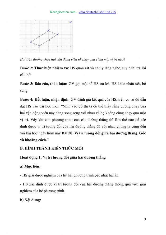 Giáo án và PPT Toán 10 kết nối Bài 20: Vị trí tương đối giữa hai đường thẳng. Góc và khoảng cách