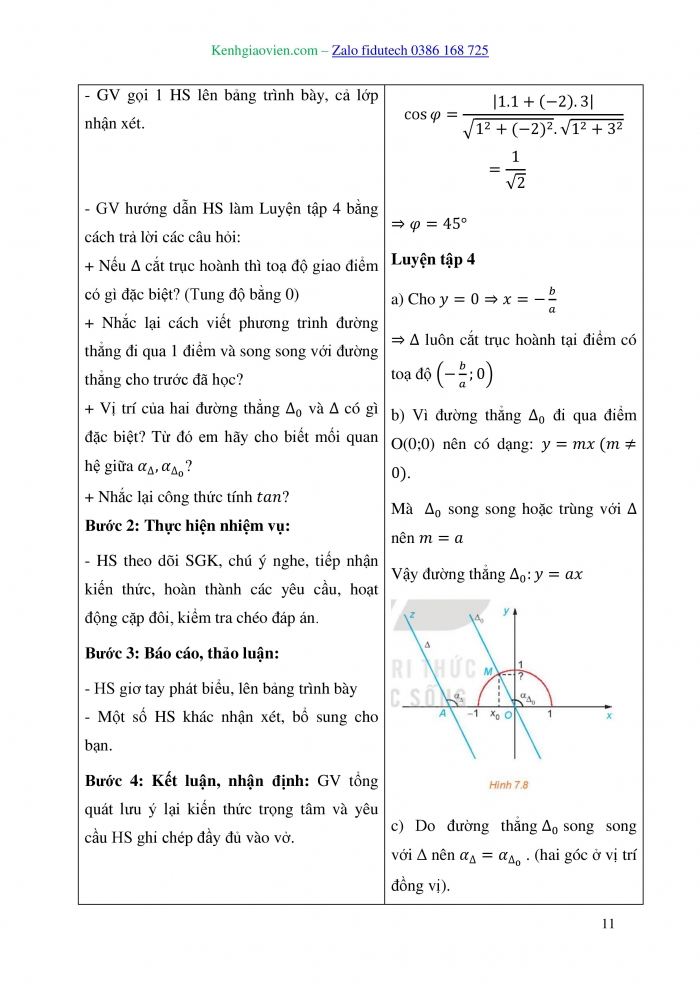 Giáo án và PPT Toán 10 kết nối Bài 20: Vị trí tương đối giữa hai đường thẳng. Góc và khoảng cách