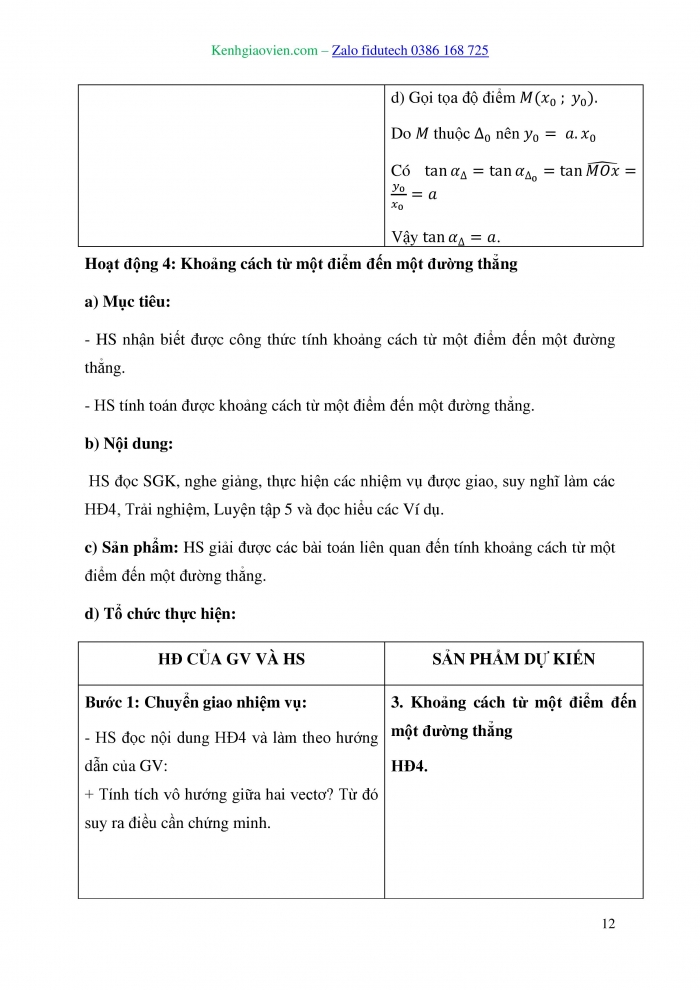 Giáo án và PPT Toán 10 kết nối Bài 20: Vị trí tương đối giữa hai đường thẳng. Góc và khoảng cách