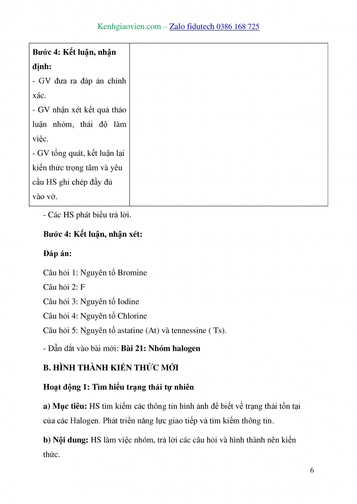 Giáo án và PPT Hoá học 10 kết nối Bài 21: Nhóm halogen