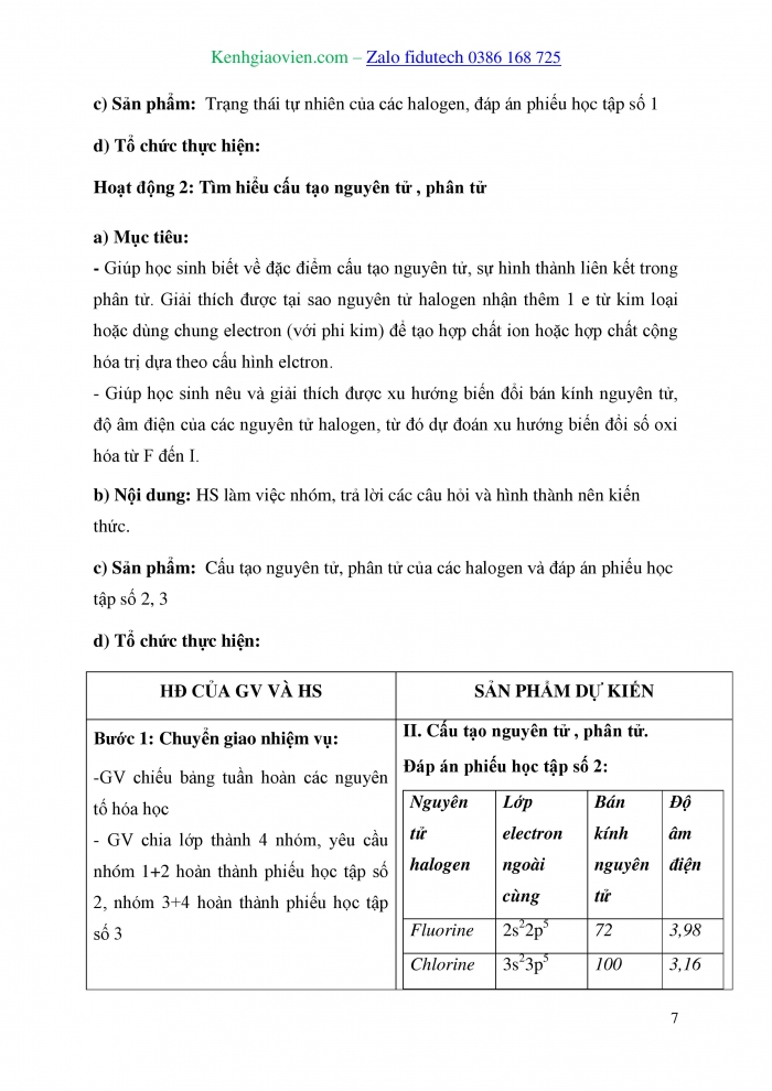 Giáo án và PPT Hoá học 10 kết nối Bài 21: Nhóm halogen