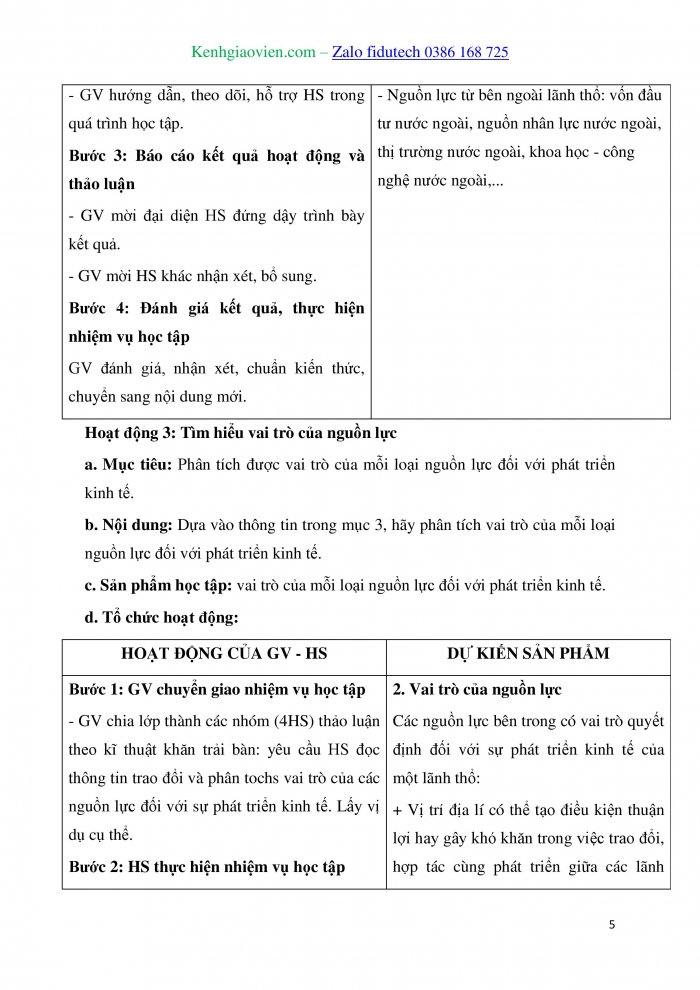 Giáo án và PPT Địa lí 10 kết nối Bài 21: Các nguồn lực phát triển kinh tế