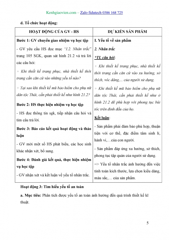 Giáo án và PPT Thiết kế và Công nghệ 10 cánh diều Bài 21: Các yếu tố ảnh hưởng trong quá trình thiết kế kĩ thuật