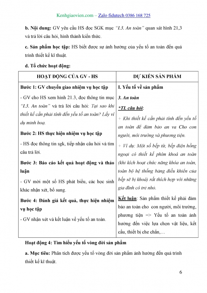 Giáo án và PPT Thiết kế và Công nghệ 10 cánh diều Bài 21: Các yếu tố ảnh hưởng trong quá trình thiết kế kĩ thuật