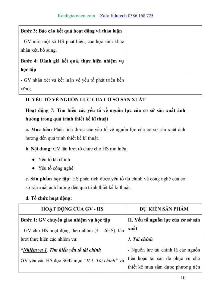 Giáo án và PPT Thiết kế và Công nghệ 10 cánh diều Bài 21: Các yếu tố ảnh hưởng trong quá trình thiết kế kĩ thuật