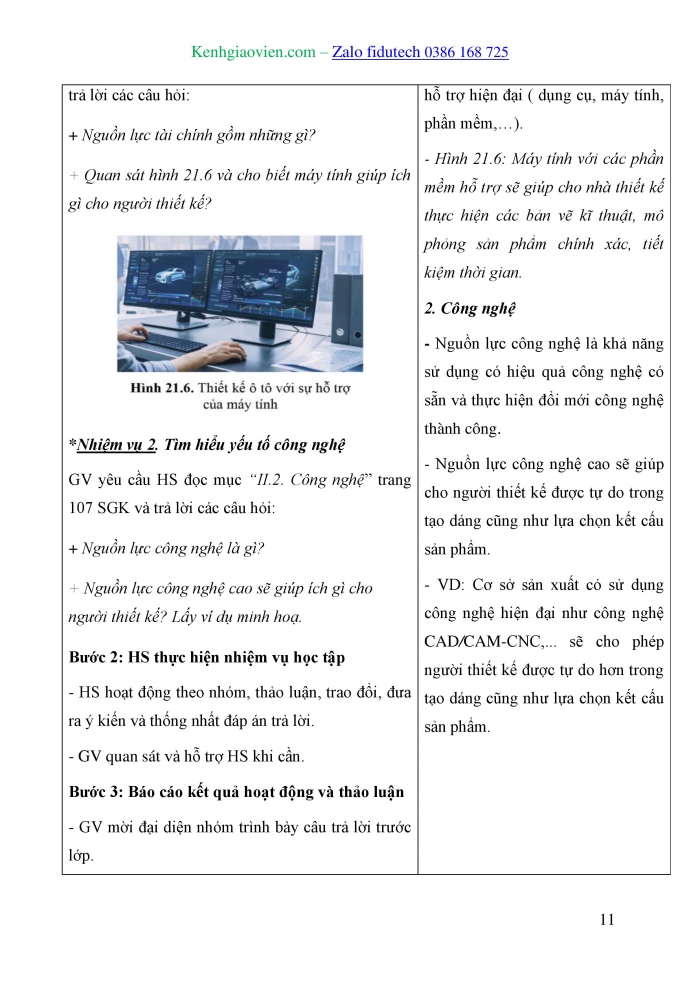 Giáo án và PPT Thiết kế và Công nghệ 10 cánh diều Bài 21: Các yếu tố ảnh hưởng trong quá trình thiết kế kĩ thuật