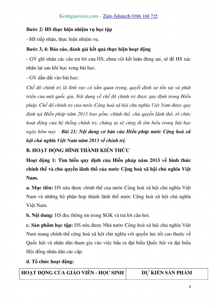 Giáo án và PPT Kinh tế pháp luật 10 chân trời Bài 21: Nội dung cơ bản của Hiến pháp nước Cộng hoà xã hội chủ nghĩa Việt Nam năm 2013 về chính trị