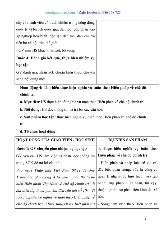 Giáo án và PPT Kinh tế pháp luật 10 chân trời Bài 21: Nội dung cơ bản của Hiến pháp nước Cộng hoà xã hội chủ nghĩa Việt Nam năm 2013 về chính trị