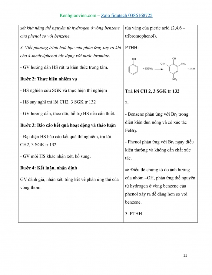 Giáo án và PPT Hoá học 11 kết nối Bài 21: Phenol