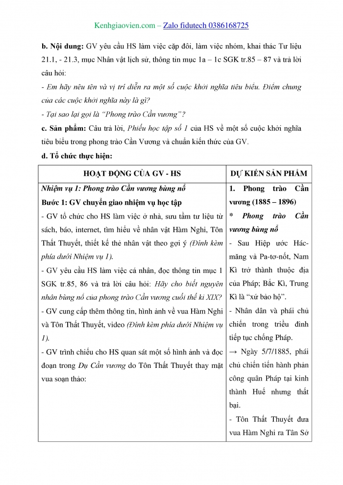 Giáo án và PPT Lịch sử 8 chân trời Bài 21: Phong trào chống Pháp của nhân dân Việt Nam trong những năm cuối thế kỉ XIX