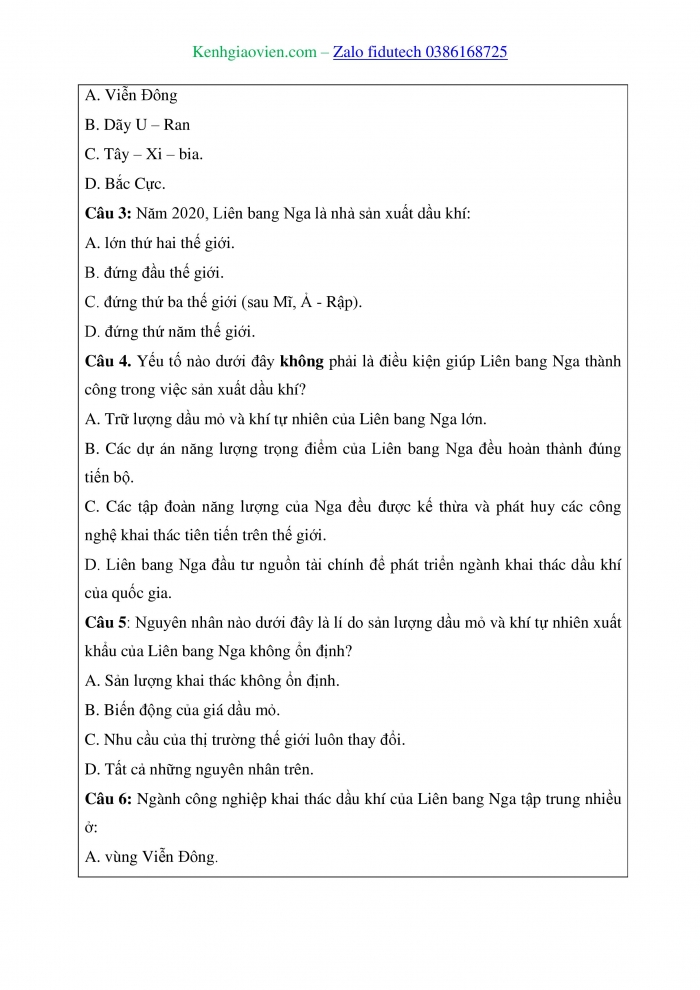 Giáo án và PPT Địa lí 11 chân trời Bài 21: Thực hành Tìm hiểu về ngành công nghiệp dầu khí Liên bang Nga