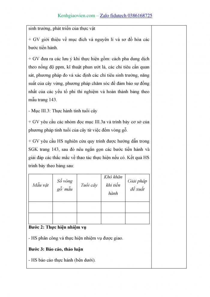 Giáo án và PPT Sinh học 11 kết nối Bài 21: Thực hành Bấm ngọn, tỉa cành; xử lí kích thích tố và tính tuổi cây