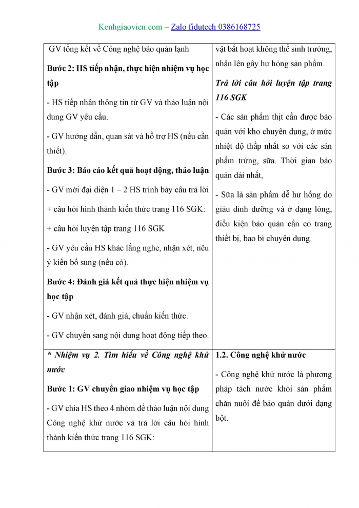 Giáo án và PPT Công nghệ chăn nuôi 11 cánh diều Bài 21: Ứng dụng công nghệ cao trong bảo quản và chế biến sản phẩm chăn nuôi