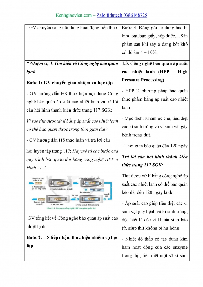 Giáo án và PPT Công nghệ chăn nuôi 11 cánh diều Bài 21: Ứng dụng công nghệ cao trong bảo quản và chế biến sản phẩm chăn nuôi