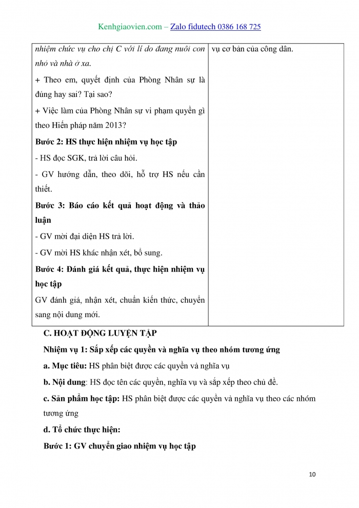 Giáo án và PPT Kinh tế pháp luật 10 chân trời Bài 22: Nội dung cơ bản của Hiến pháp nước Cộng hoà xã hội chủ nghĩa Việt Nam năm 2013 về quyền con người, quyền và nghĩa vụ cơ bản của công dân