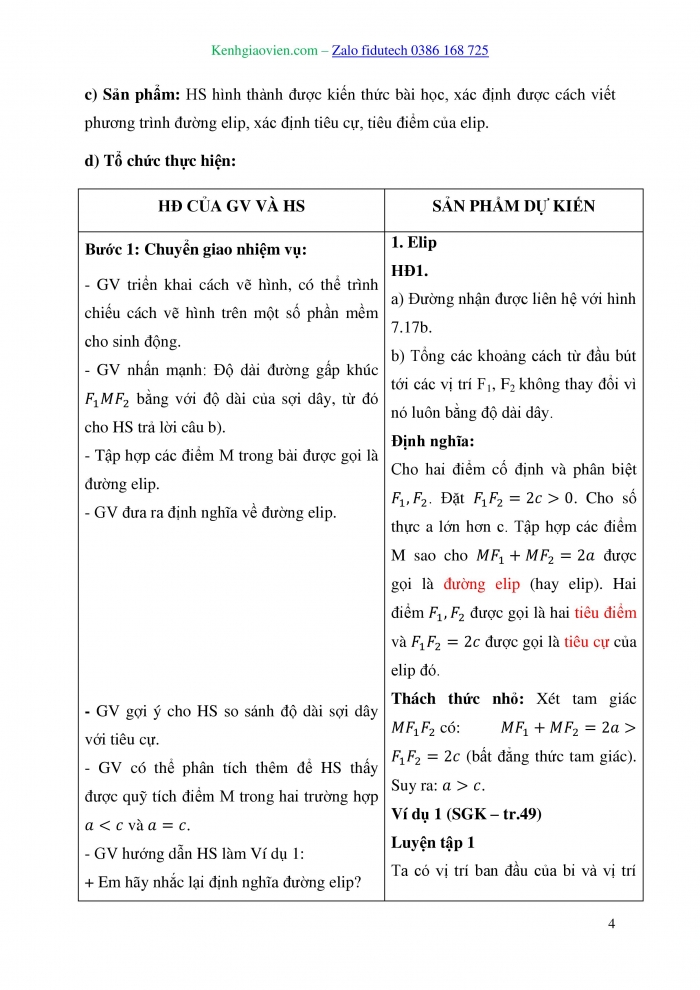 Giáo án và PPT Toán 10 kết nối Bài 22: Ba đường conic