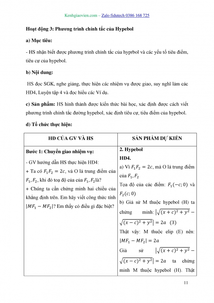 Giáo án và PPT Toán 10 kết nối Bài 22: Ba đường conic