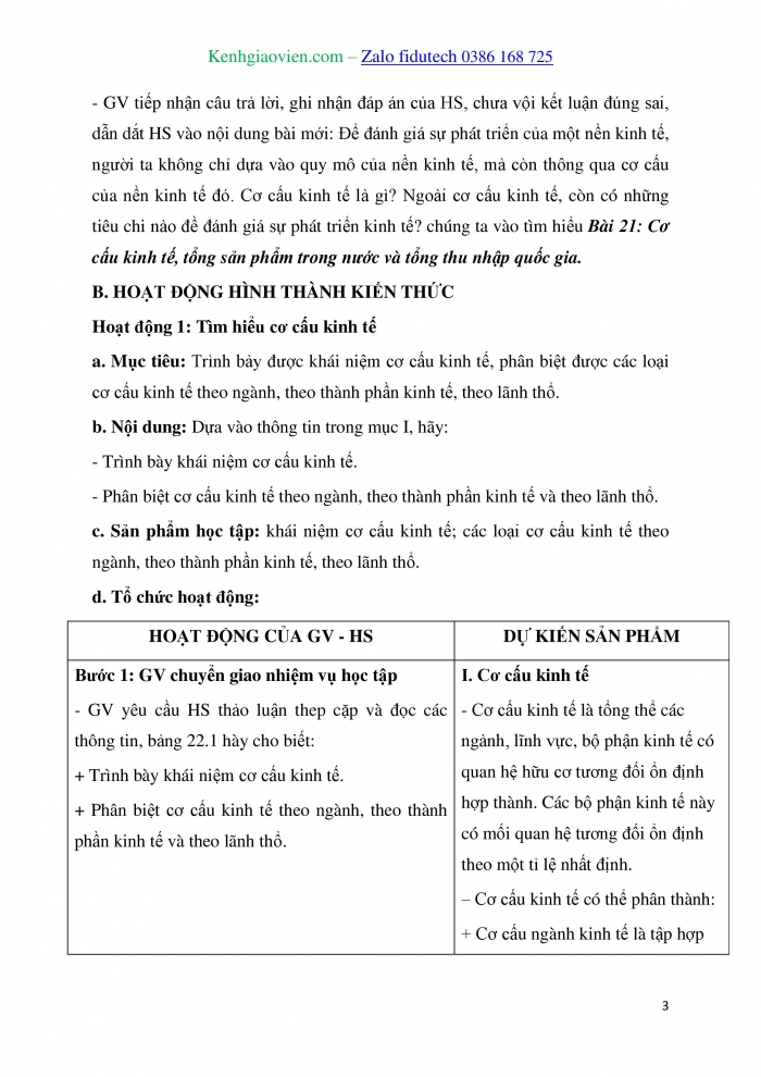 Giáo án và PPT Địa lí 10 kết nối Bài 22: Cơ cấu kinh tế, tổng sản phẩm trong nước và tổng thu nhập quốc gia