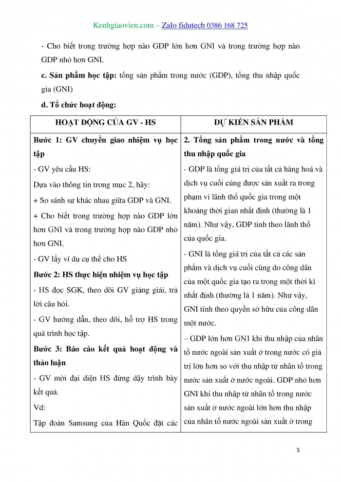 Giáo án và PPT Địa lí 10 kết nối Bài 22: Cơ cấu kinh tế, tổng sản phẩm trong nước và tổng thu nhập quốc gia