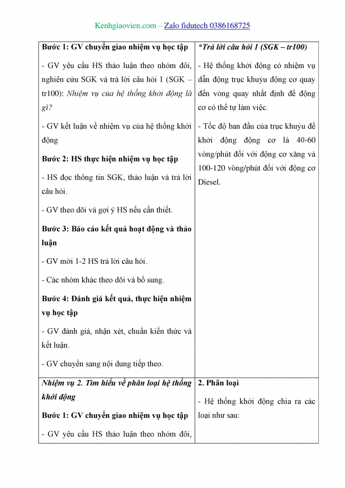 Giáo án và PPT Công nghệ cơ khí 11 cánh diều Bài 22: Hệ thống đánh lửa và hệ thống khởi động