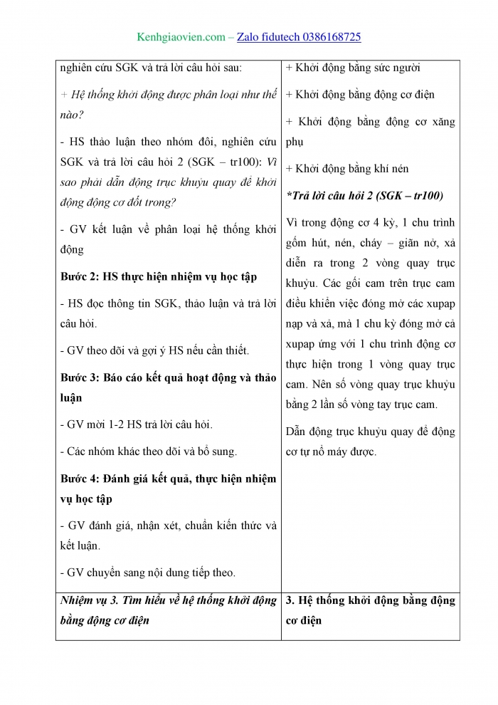 Giáo án và PPT Công nghệ cơ khí 11 cánh diều Bài 22: Hệ thống đánh lửa và hệ thống khởi động