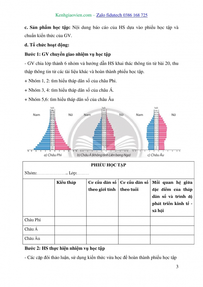 Giáo án và PPT Địa lí 10 chân trời Bài 22 Thực hành: Phân tích tháp dân số, vẽ biểu đồ cơ cấu dân số theo nhóm tuổi