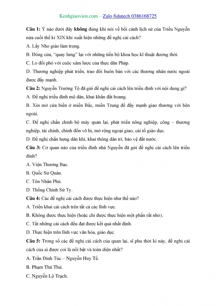 Giáo án và PPT Lịch sử 8 chân trời Bài 22: Trào lưu cải cách ở Việt Nam nửa cuối thế kỉ XIX