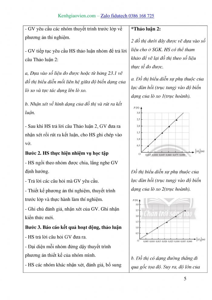 Giáo án và PPT Vật lí 10 chân trời Bài 23: Định luật Hooke