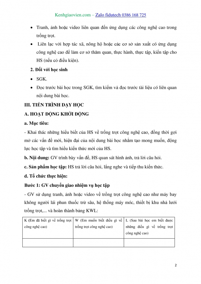 Giáo án và PPT Công nghệ trồng trọt 10 kết nối Bài 23: Giới thiệu về trồng trọt công nghệ cao