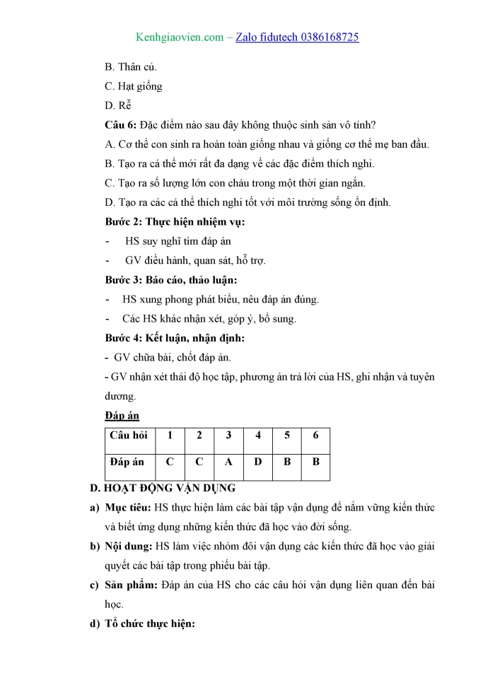 Giáo án và PPT Sinh học 11 chân trời Bài 23: Khái quát về sinh sản ở sinh vật