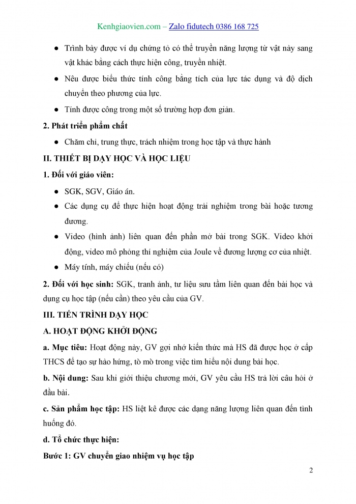 Giáo án và PPT Vật lí 10 kết nối Bài 23: Năng lượng. Công cơ học