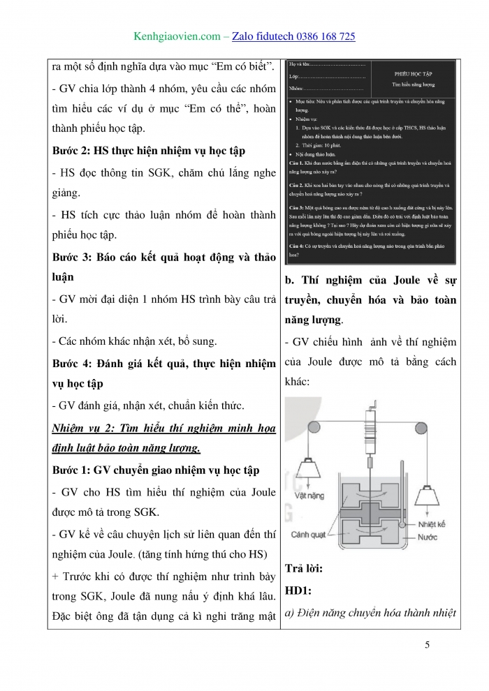 Giáo án và PPT Vật lí 10 kết nối Bài 23: Năng lượng. Công cơ học