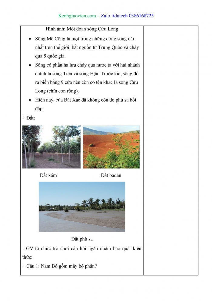 Giáo án và PPT Lịch sử và Địa lí 4 chân trời Bài 23: Thiên nhiên vùng Nam Bộ