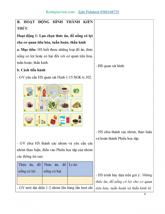 Giáo án và PPT Tự nhiên và Xã hội 3 chân trời Bài 23: Thức ăn, đồ uống có lợi cho cơ quan tiêu hoá, tuần hoàn, thần kinh