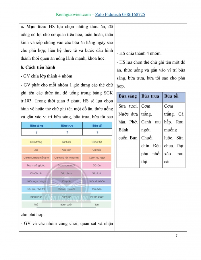 Giáo án và PPT Tự nhiên và Xã hội 3 chân trời Bài 23: Thức ăn, đồ uống có lợi cho cơ quan tiêu hoá, tuần hoàn, thần kinh