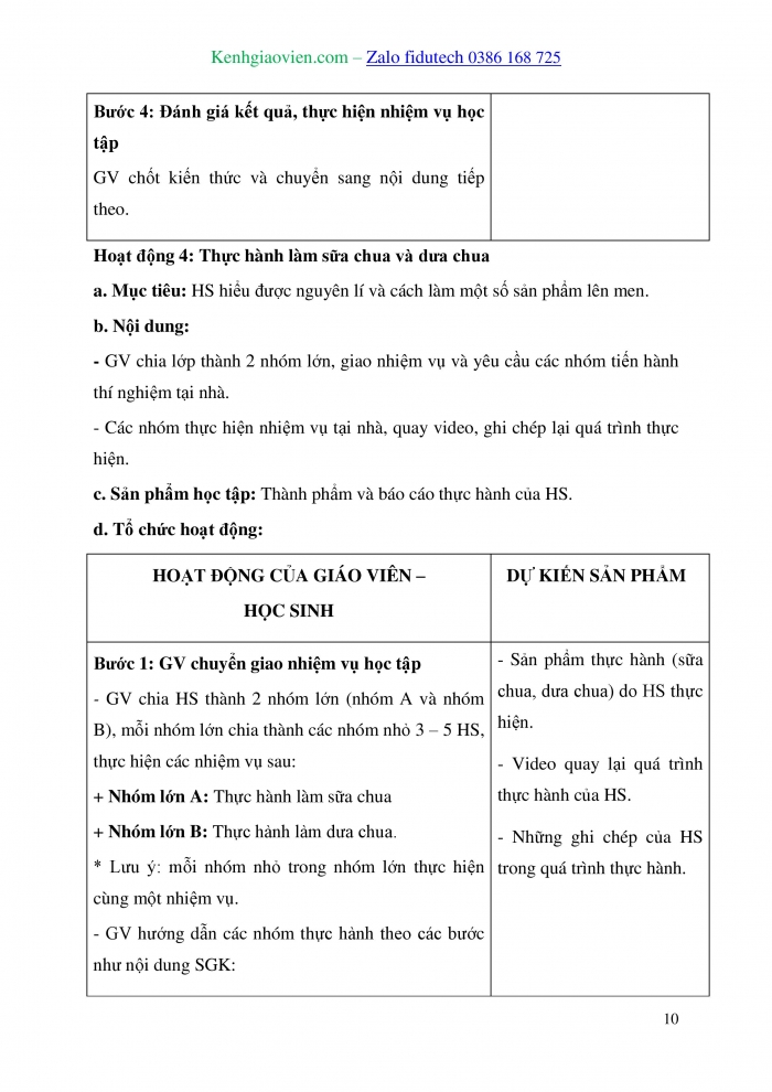 Giáo án và PPT Sinh học 10 kết nối Bài 23 Thực hành: Một số phương pháp nghiên cứu vi sinh vật thông dụng, tìm hiểu về các sản phẩm công nghệ vi sinh vật và làm một số sản phẩm lên men từ vi sinh vật