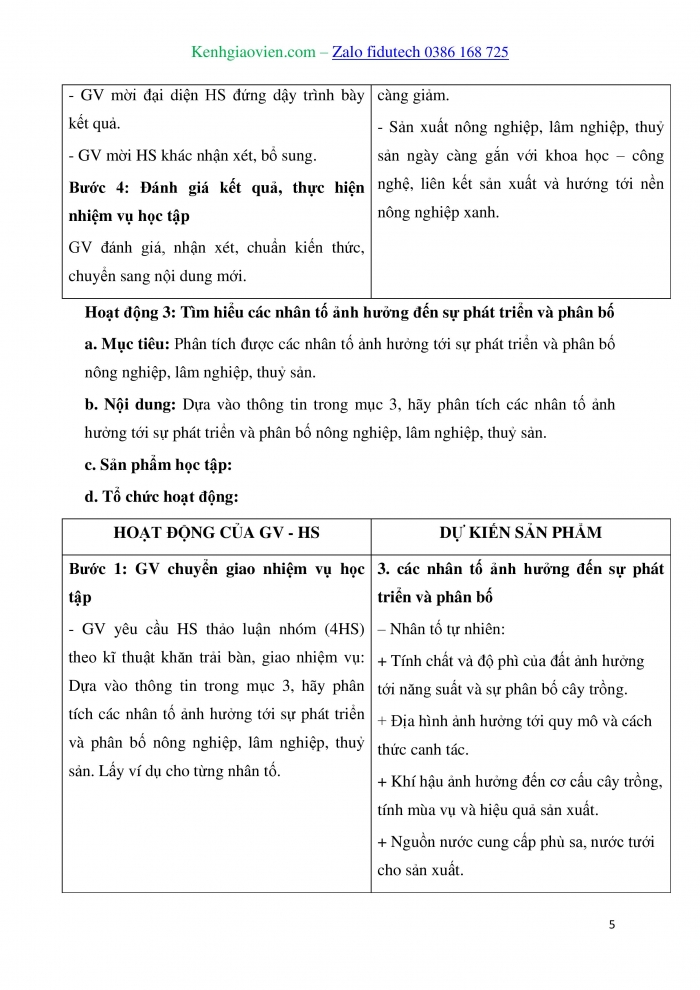 Giáo án và PPT Địa lí 10 kết nối Bài 23: Vai trò, đặc điểm, các nhân tố ảnh hưởng tới sự phát triển và phân bố nông nghiệp, lâm nghiệp, thuỷ sản