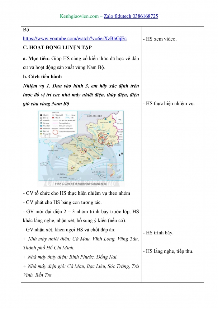 Giáo án và PPT Lịch sử và Địa lí 4 chân trời Bài 24: Dân cư và hoạt động sản xuất ở vùng Nam Bộ