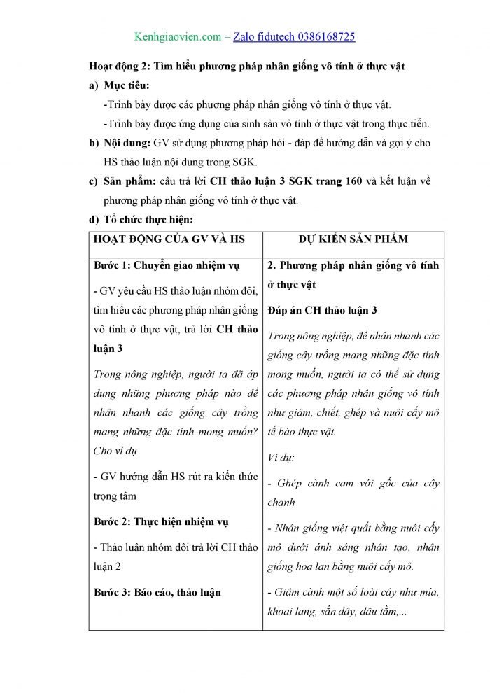 Giáo án và PPT Sinh học 11 chân trời Bài 24: Sinh sản ở thực vật