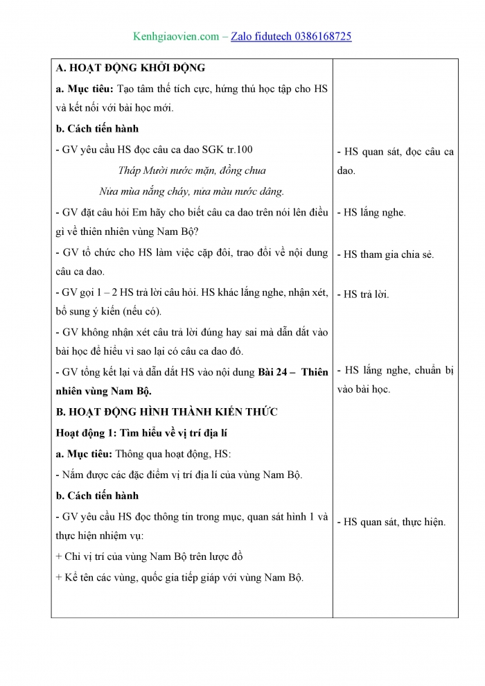 Giáo án và PPT Lịch sử và Địa lí 4 kết nối Bài 24: Thiên nhiên vùng Nam Bộ