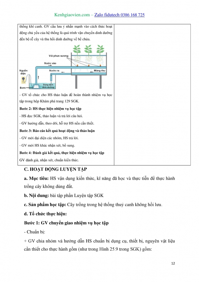 Giáo án và PPT Công nghệ trồng trọt 10 kết nối Bài 25: Công nghệ trồng cây không dùng đất