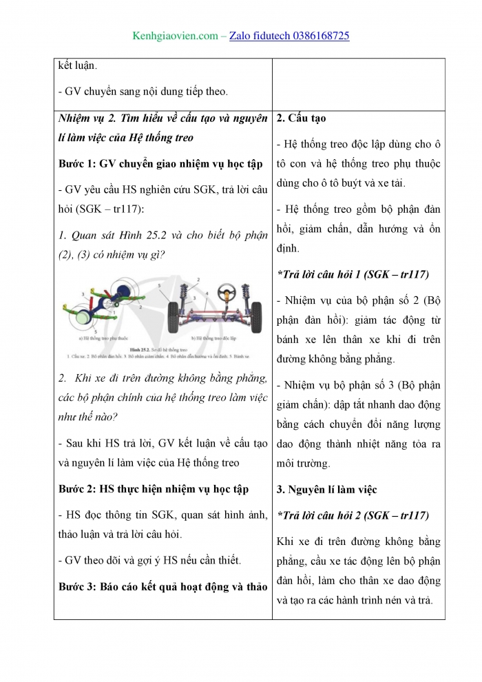 Giáo án và PPT Công nghệ cơ khí 11 cánh diều Bài 25: Hệ thống phanh, hệ thống treo và hệ thống lái