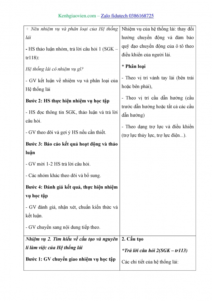 Giáo án và PPT Công nghệ cơ khí 11 cánh diều Bài 25: Hệ thống phanh, hệ thống treo và hệ thống lái