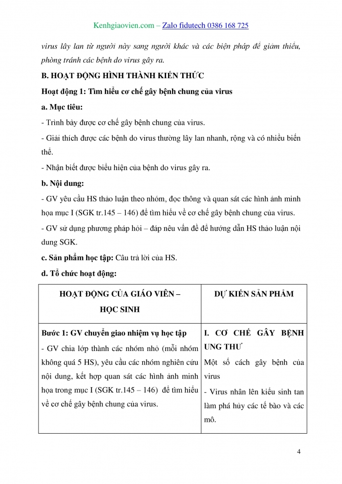 Giáo án và PPT Sinh học 10 kết nối Bài 25: Một số bệnh do virus và các thành tựu nghiên cứu ứng dụng virus