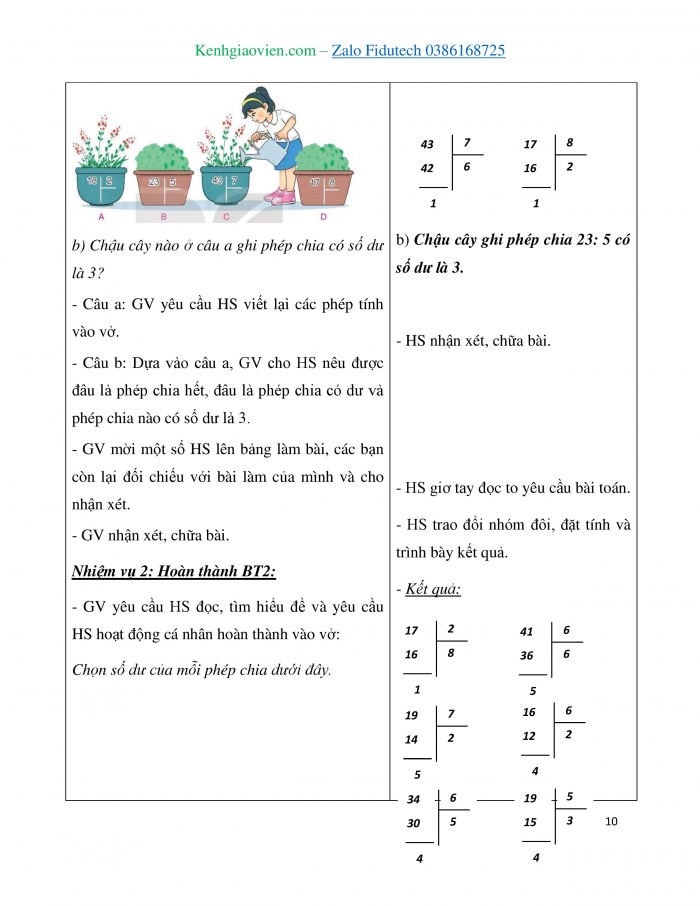 Giáo án và PPT Toán 3 kết nối Bài 25: Phép chia hết, phép chia có dư